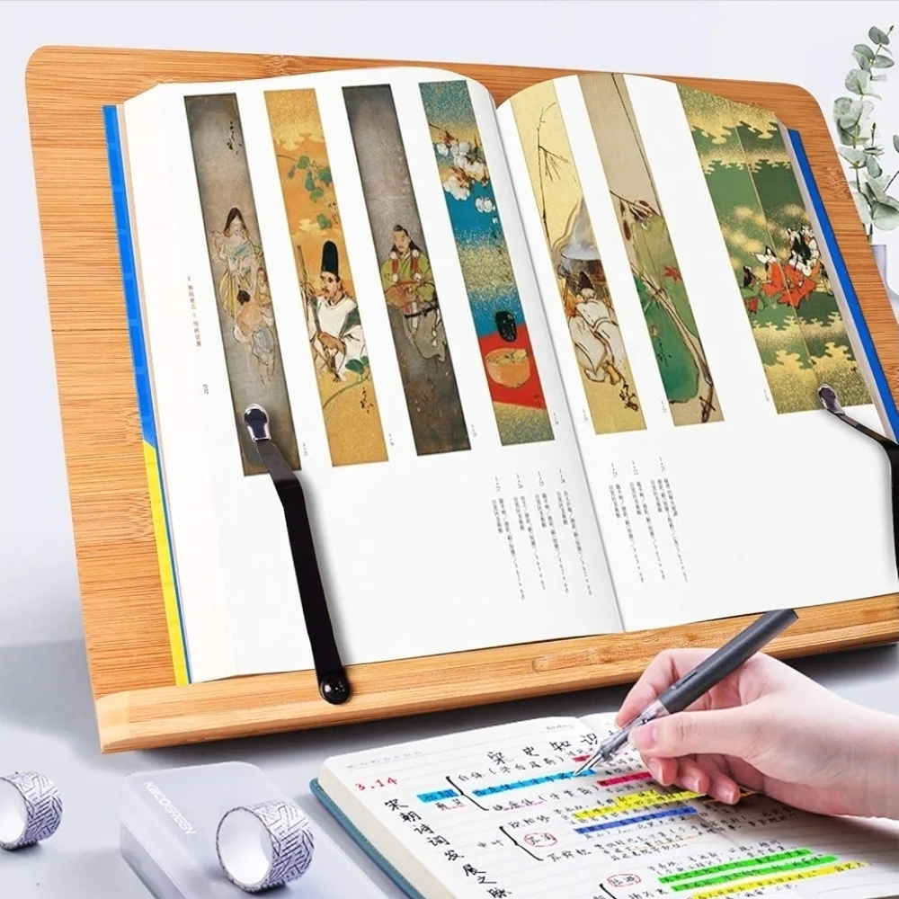 Bamboo Adjustable Tablet & Book Stand - Natural Wood - Picture 4 of 7